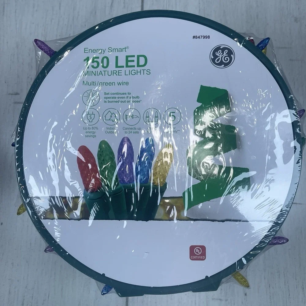 GE Energy Smart 150ct 49.6ft Multicolor MIniature LED Christmas String Light NEW